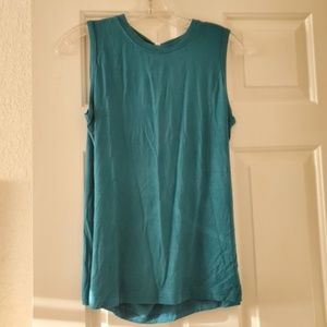 Mippo Medium teal Blue Soft Sleeveless Tunic Open Back Medium NEW